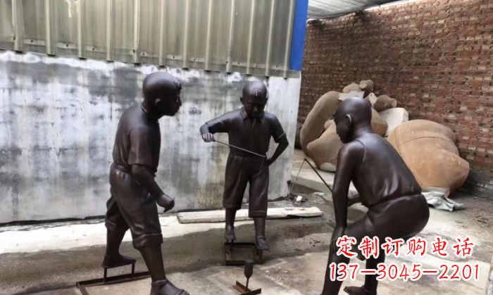 淮安玩陀螺人物铜雕 (2)