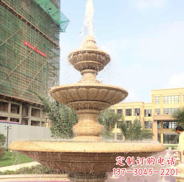 淮安晚霞红大型多层喷泉石雕