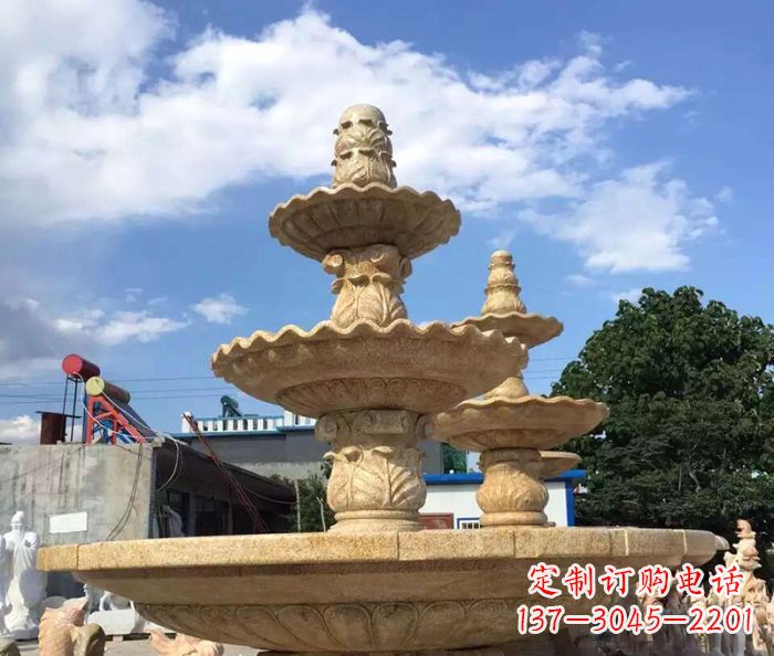 淮安晚霞红多层喷泉石雕