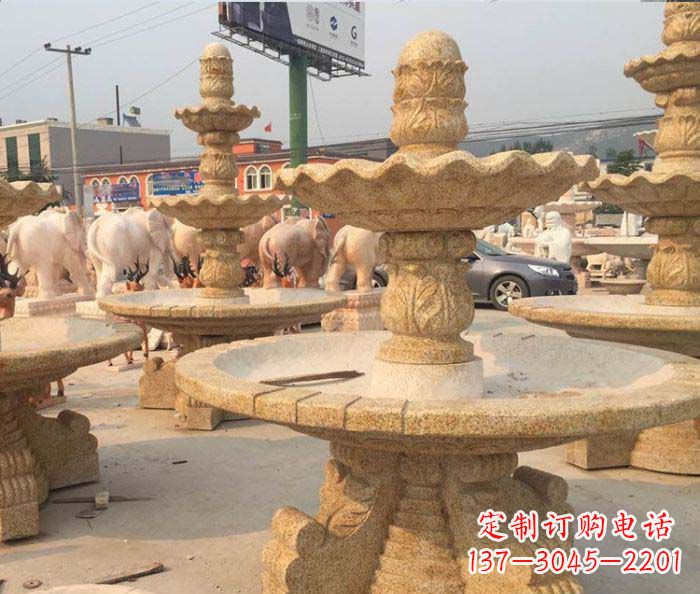 淮安晚霞红多层大型石雕喷泉