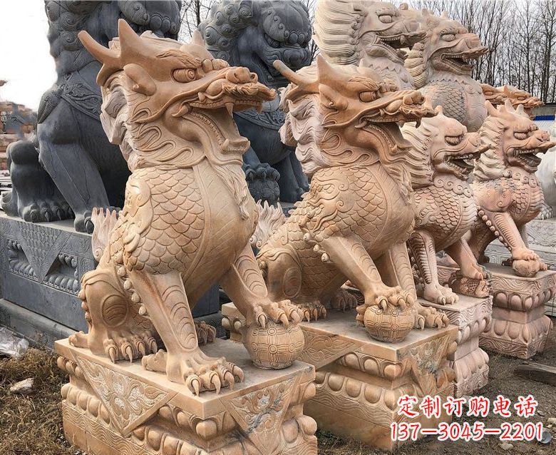 淮安晚霞红麒麟石雕 (2)
