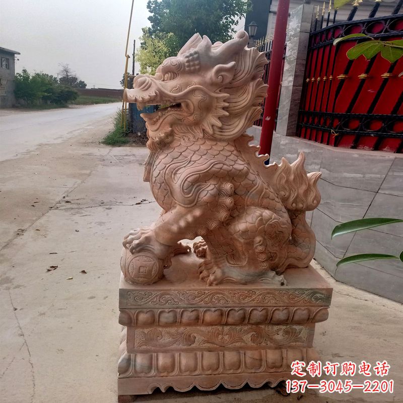 淮安晚霞红麒麟石雕