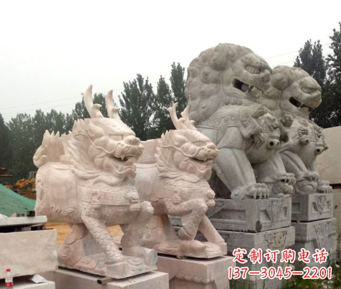 淮安晚霞红瑞兽麒麟石雕