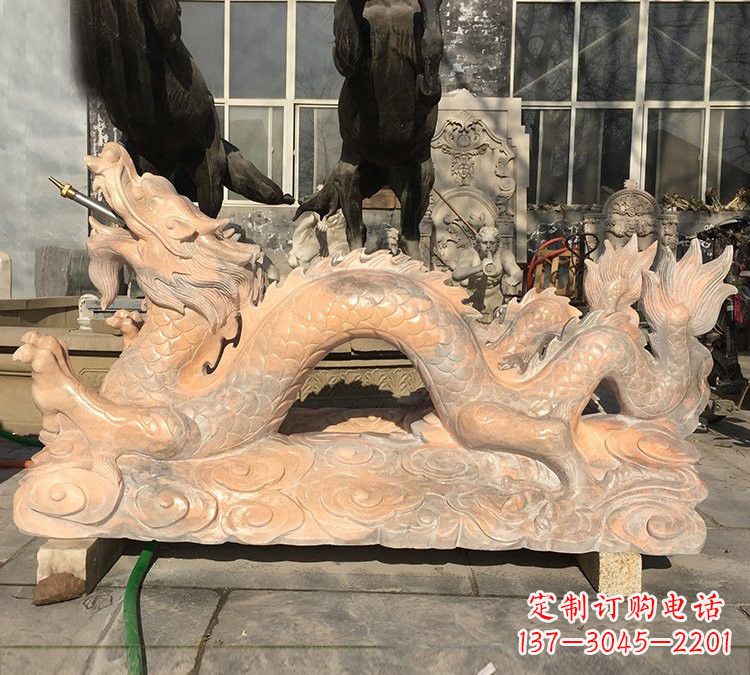 淮安晚霞红石雕喷水龙