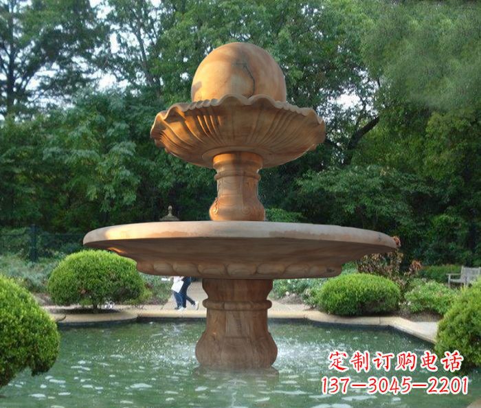 淮安晚霞红双层风水球喷泉公园石雕