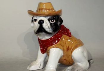 淮安任性可爱的牛仔造型斗牛犬雕塑