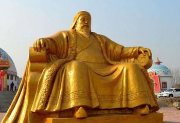 淮安雕刻古代传奇军事家成吉思汗铜雕像