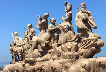 淮安神话传说“八仙过海”人物群景观石雕