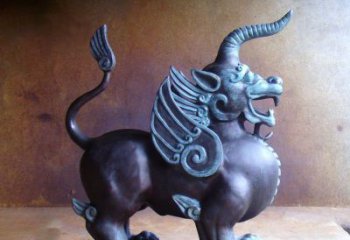 淮安传承中国神兽文化的独角兽铜雕塑