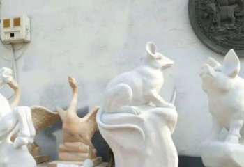 淮安独具个性的汉白玉老鼠石雕