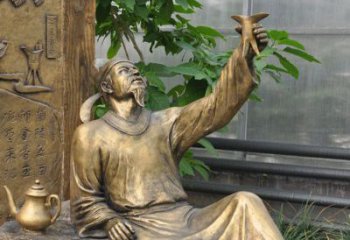 淮安象征文学大师李白的铜雕像
