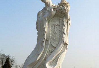 淮安古典美女雕塑——十二花神之四月牡丹杨玉环汉白玉