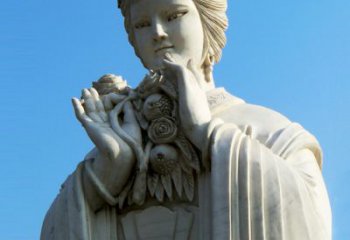 淮安石榴之美——十二花神之五月石榴李氏汉白玉古代美女雕像