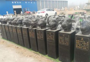 淮安中领雕塑：十二生肖头像动物石雕