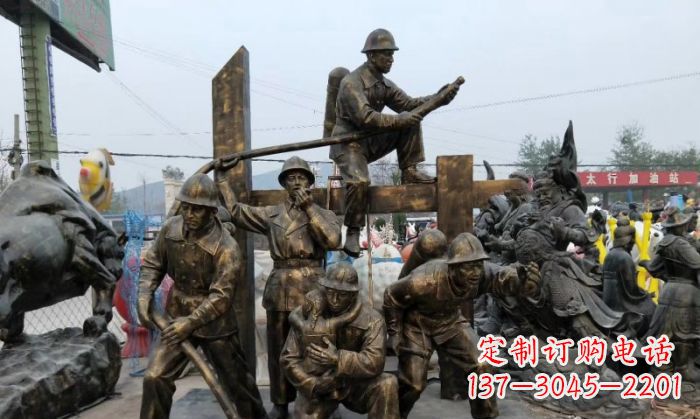 淮安消防战士人物铜雕