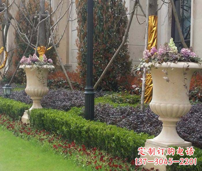 淮安小区景观汉白玉花盆石雕