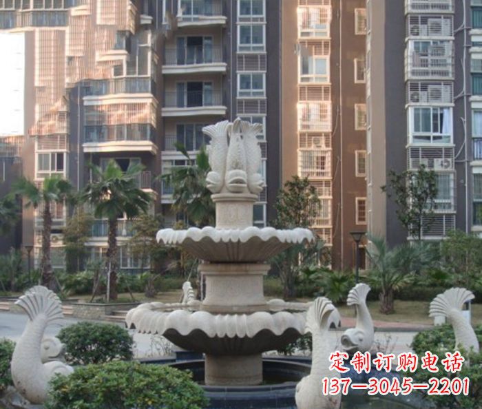 淮安小区景观鲤鱼喷泉石雕