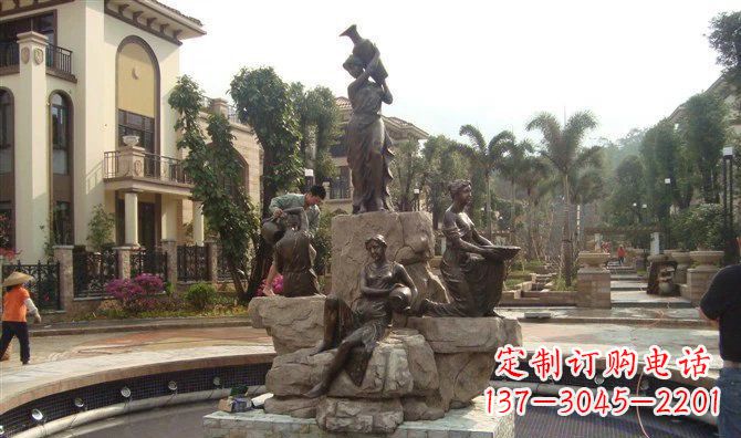 淮安小区西方美女喷泉人物铜雕