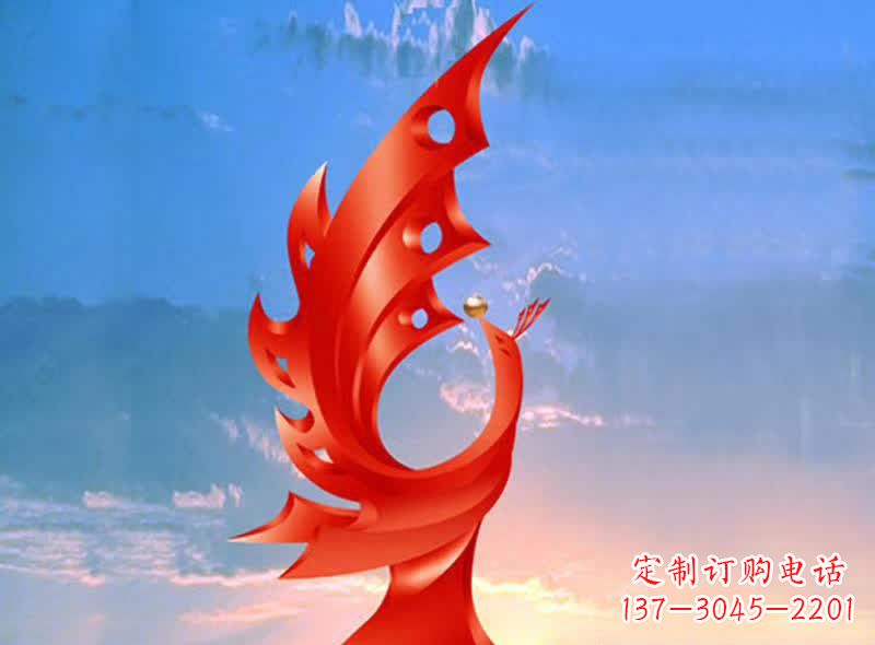 淮安学校不锈钢奋进凤凰标志雕塑