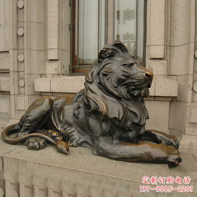 淮安银行大门铜雕港币狮子看门动物雕塑