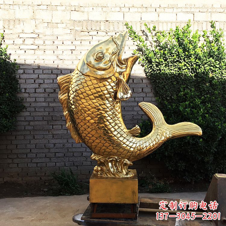 淮安鱼跃景观铜雕-纯铜铸造企业商场动物雕塑摆件