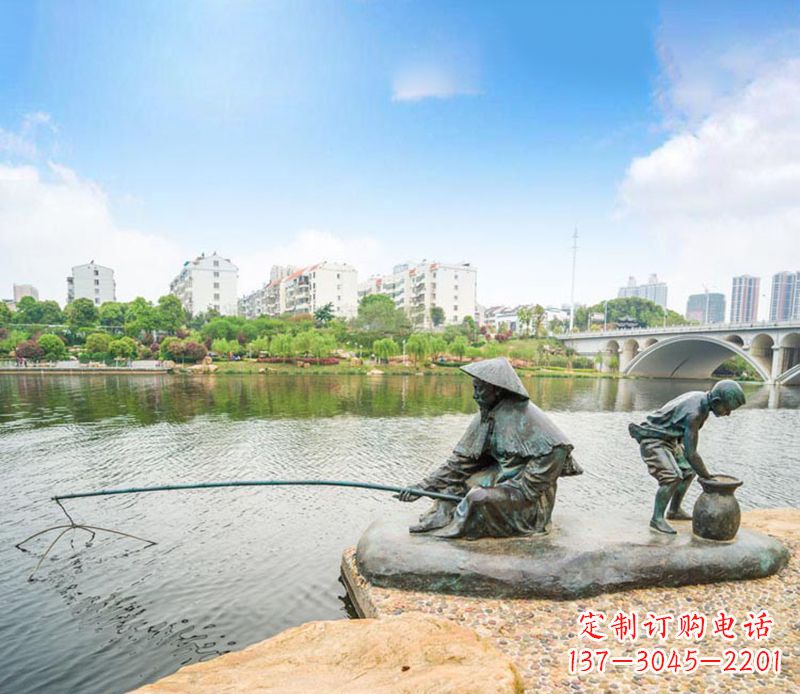 淮安渔翁钓鱼公园景观铜雕
