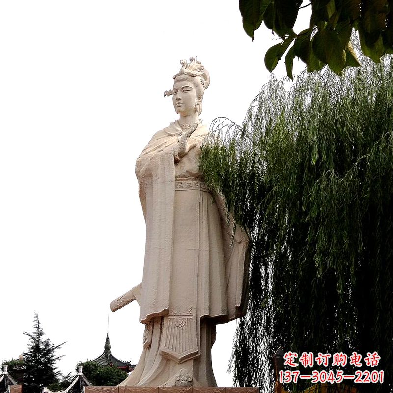 淮安虞姬砂岩石雕-景区园林古代人物著名美女雕像