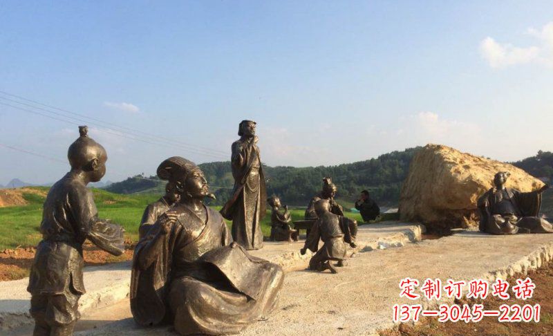 淮安园林古代人物和玩耍的小孩小品铜雕