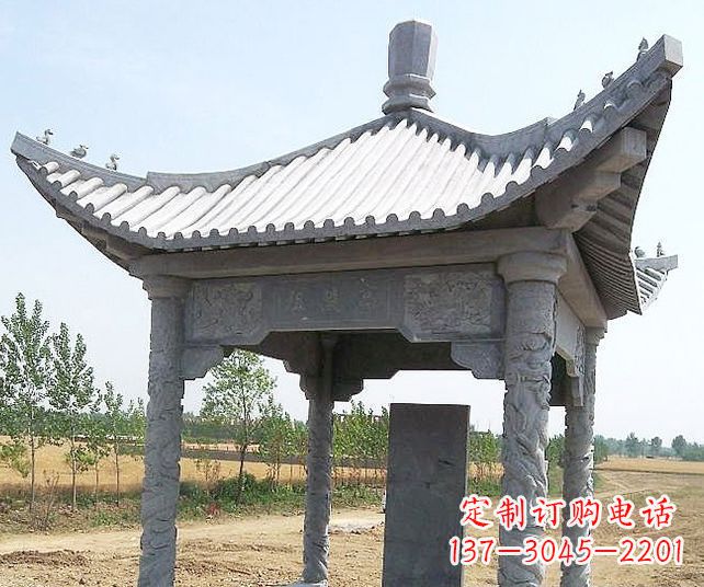 淮安园林景观单层石雕凉亭 (4)