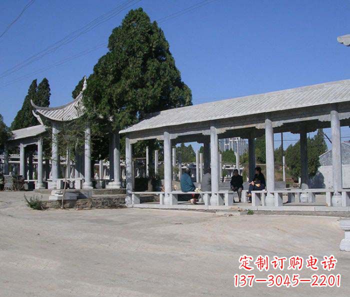 淮安园林景观仿古石雕长廊凉亭 (2)