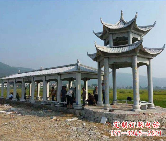 淮安园林景观仿古石雕长廊凉亭