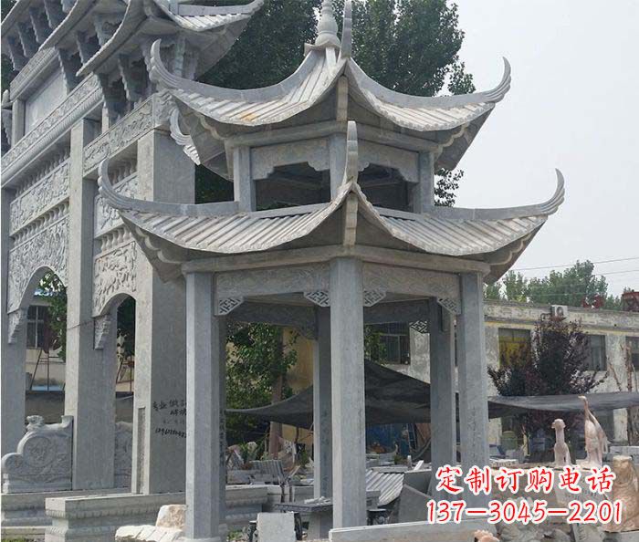 淮安园林双层石雕凉亭