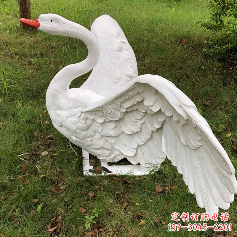 淮安展翅飞翔白天鹅仿真发光动物雕塑