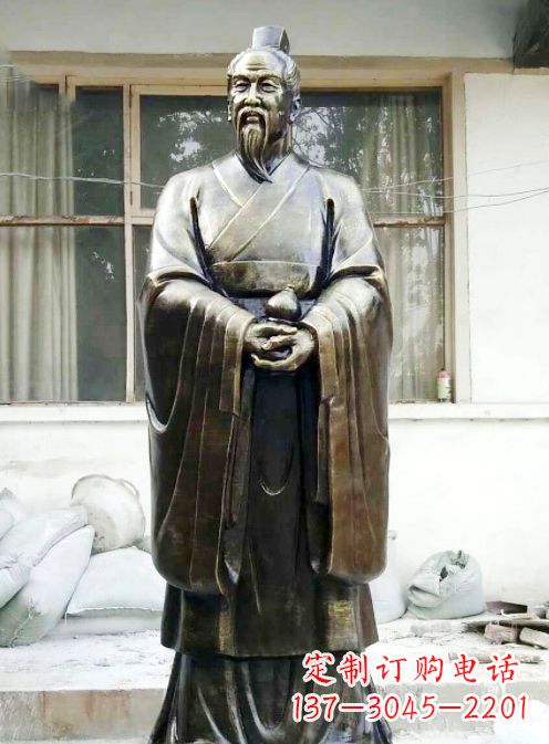 淮安中国古代名医扁鹊铸铜雕像半身像