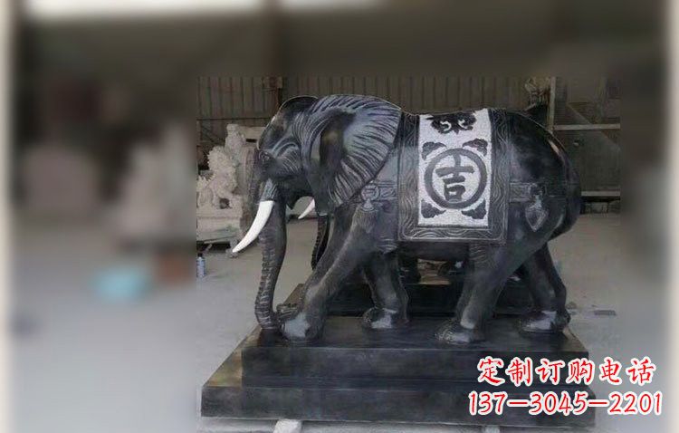淮安中国黑石材大象雕塑