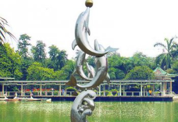 淮安戏球不锈钢海豚雕塑-园林水景动物景观