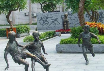 淮安小孩踢足球公园景观铜雕