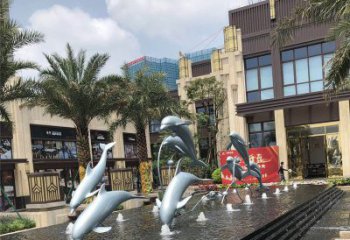 淮安小区广场水景海豚雕塑