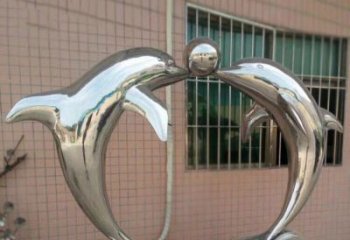 淮安校园不锈钢海豚顶球雕塑
