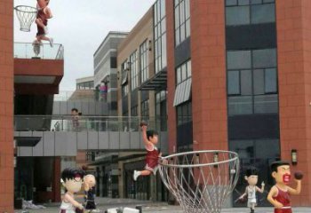 淮安校园卡通人物打篮球雕塑