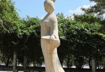 淮安园林历史人物著名美女秦罗敷砂岩石雕塑像