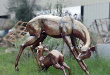 淮安园林铜雕母子鹿雕塑