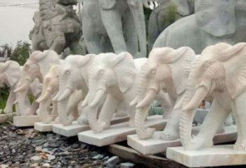 淮安招财晚霞红大象石雕 (3)