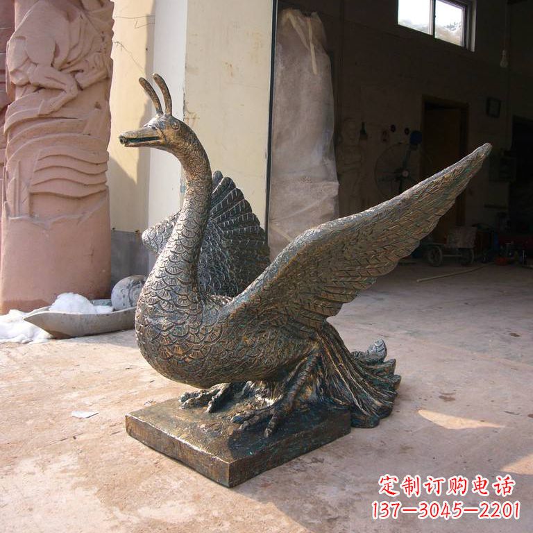 淮安铸铜天之四灵朱雀雕塑摆件