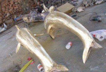 淮安铸铜海豚公园动物铜雕