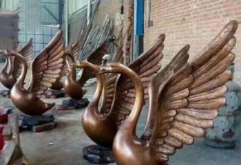 淮安铸铜天鹅喷水动物喷泉雕塑