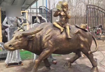 淮安吹笛子的牧童牛公园景观铜雕