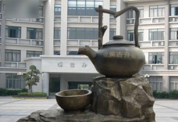 淮安流水茶壶茶杯景观铜雕